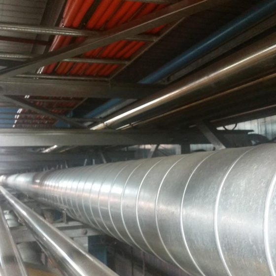 Silver coloured Pipe across Ceiling